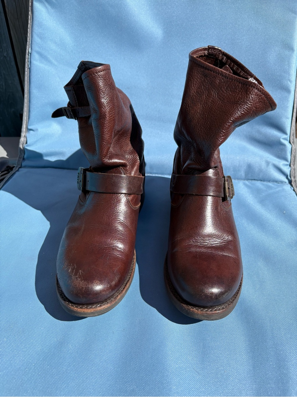 Frye Dark Brown Harness Ankle Boots